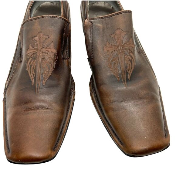 Mark Nason Loafers Shoes Gothic Sword Cross Lounge Brown Leather Square Toe 8.5 main image 7